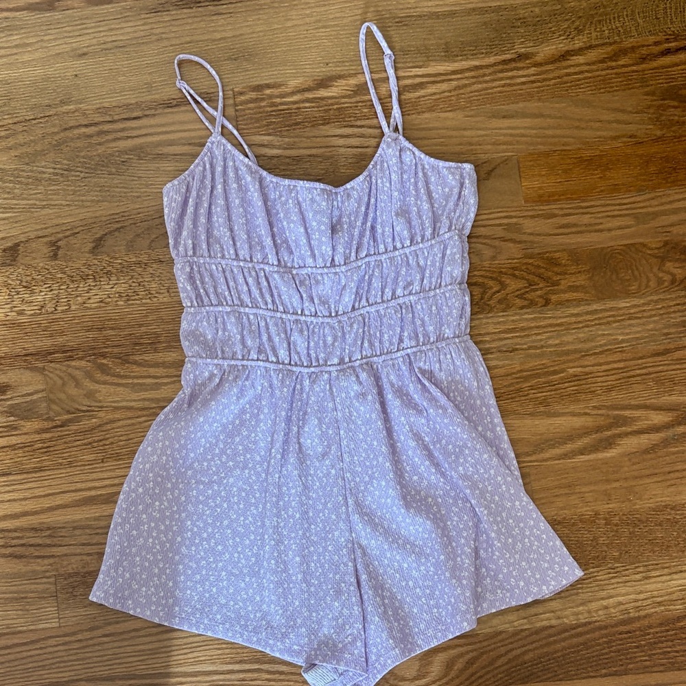 H&M Light Purple Ribbed Spaghetti Strap Romper